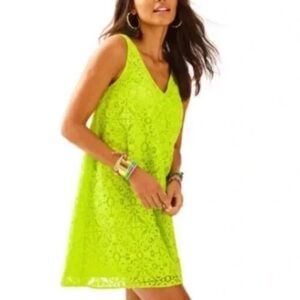 Lilly Pulitzer AnaMaria Lace Lime Ricky Sleeveless Mini Dress A-Line XXS